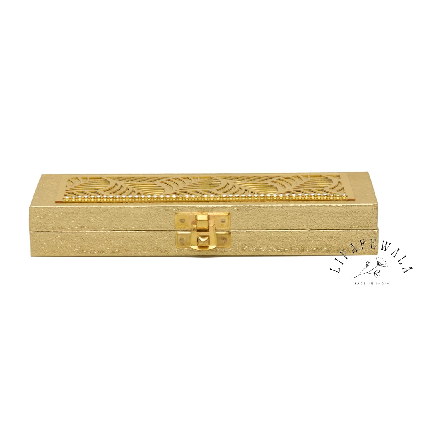 LIFAFEWALA Designer Rectangular Shaped Cash Box, Shagun Box, Gift Box, Gaddi Box, Jewellery Box, Shagun Envelope (Golden, Pack of 1)