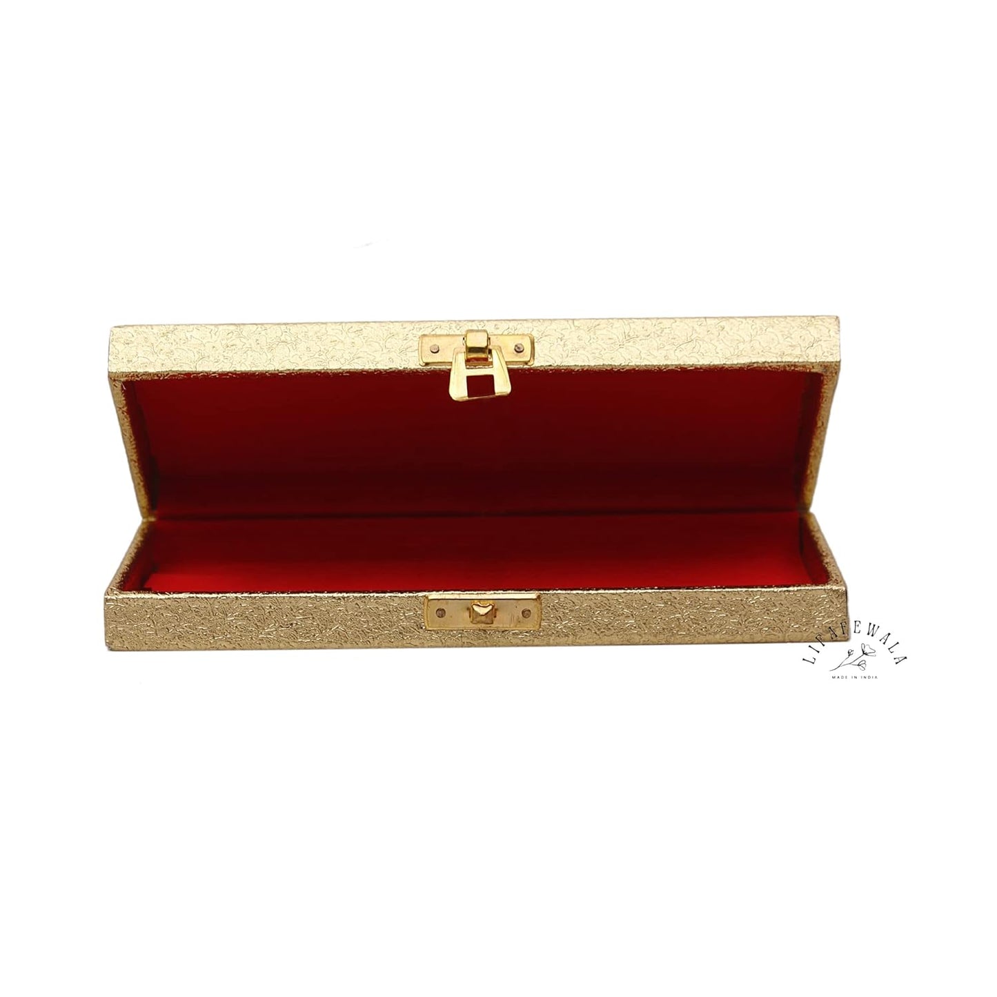 LIFAFEWALA Designer Rectangular Shaped Cash Box, Shagun Box, Gift Box, Gaddi Box, Jewellery Box, Shagun Envelope In Peacock Design (Golden, Pack of 1)