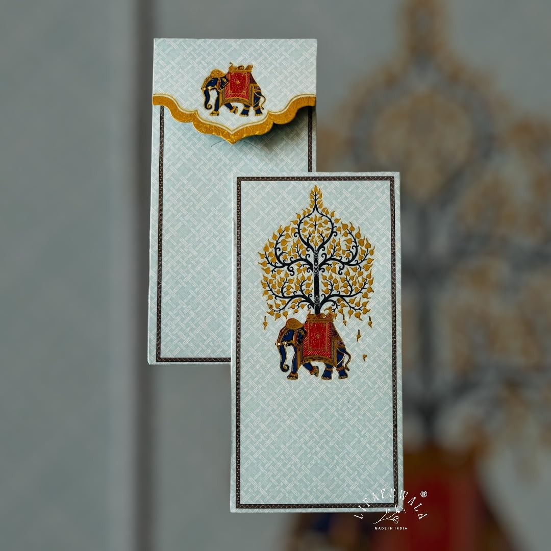 LIFAFEWALA Standing Premium & Royal Elephant Money and Shagun Envelopes for Wedding,Birthday,Gifting |Velvet Feel| |Pack of 10| (Multicolor)