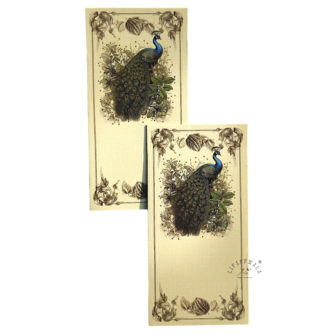 LIFAFEWALA Peacock Print Premium & Exclusive Designer Money and Shagun Envelopes in Standing Shape for Wedding,Birthday,Gifting |Velvet Feel| |UV| |Pack of 10| (Gold Foil) (Color- Multicolor)