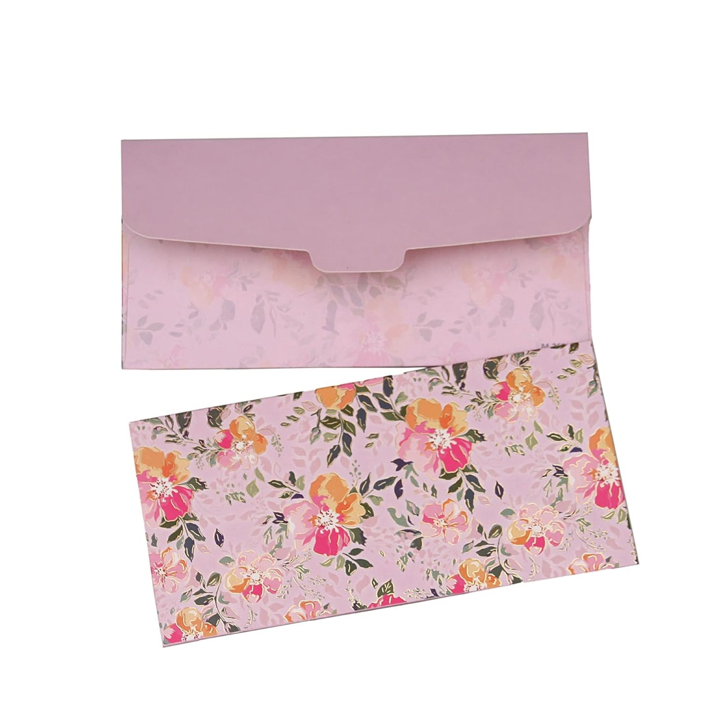 LIFAFEWALA Digital Print Small Flower Design Shagun Envelope in Matt Finish| Pack of 10 |(Size:18 X 9 CM) Color :Pink