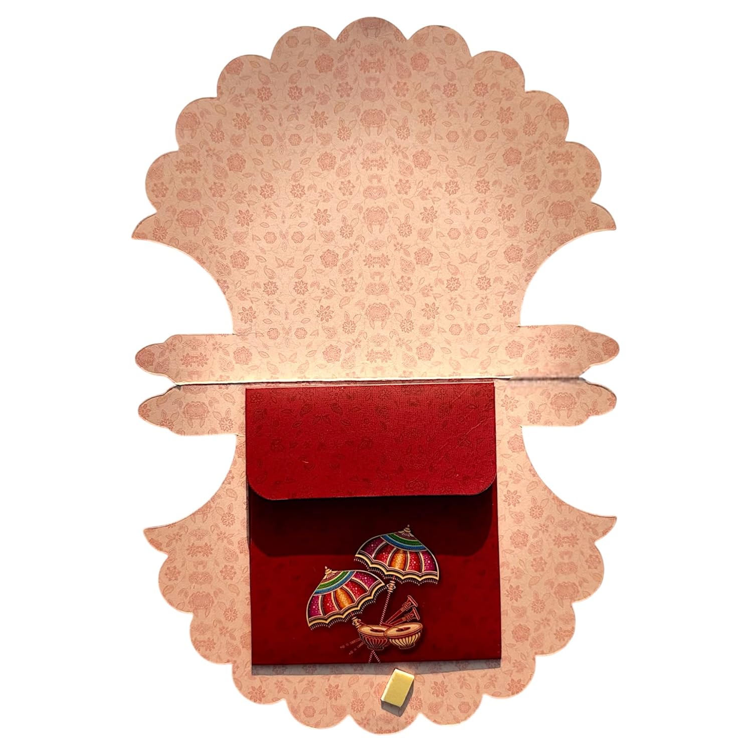 Lifafewala Unique and Exclusive Designer Fan Shaped Money And Shagun Envelopes for Weddings, Birthdays and Various other Occasions (Red)