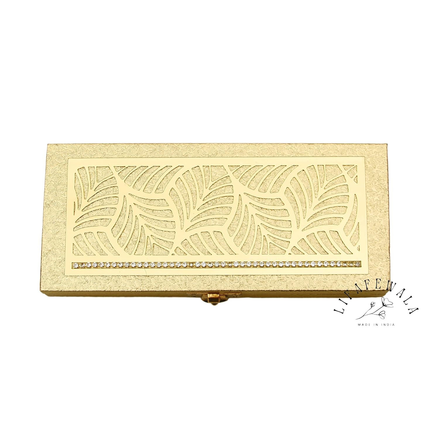 LIFAFEWALA Designer Rectangular Shaped Cash Box, Shagun Box, Gift Box, Gaddi Box, Jewellery Box, Shagun Envelope (Golden, Pack of 1)