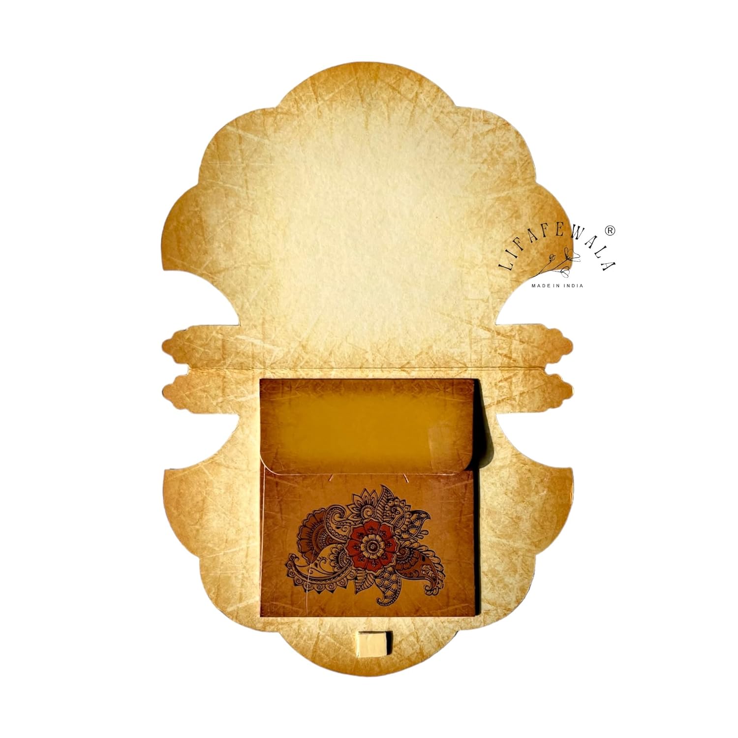 Lifafewala Unique and Exclusive Designer Fan Shaped Money And Shagun Envelopes for Weddings, Birthdays and Various other Occasions (Yellow)