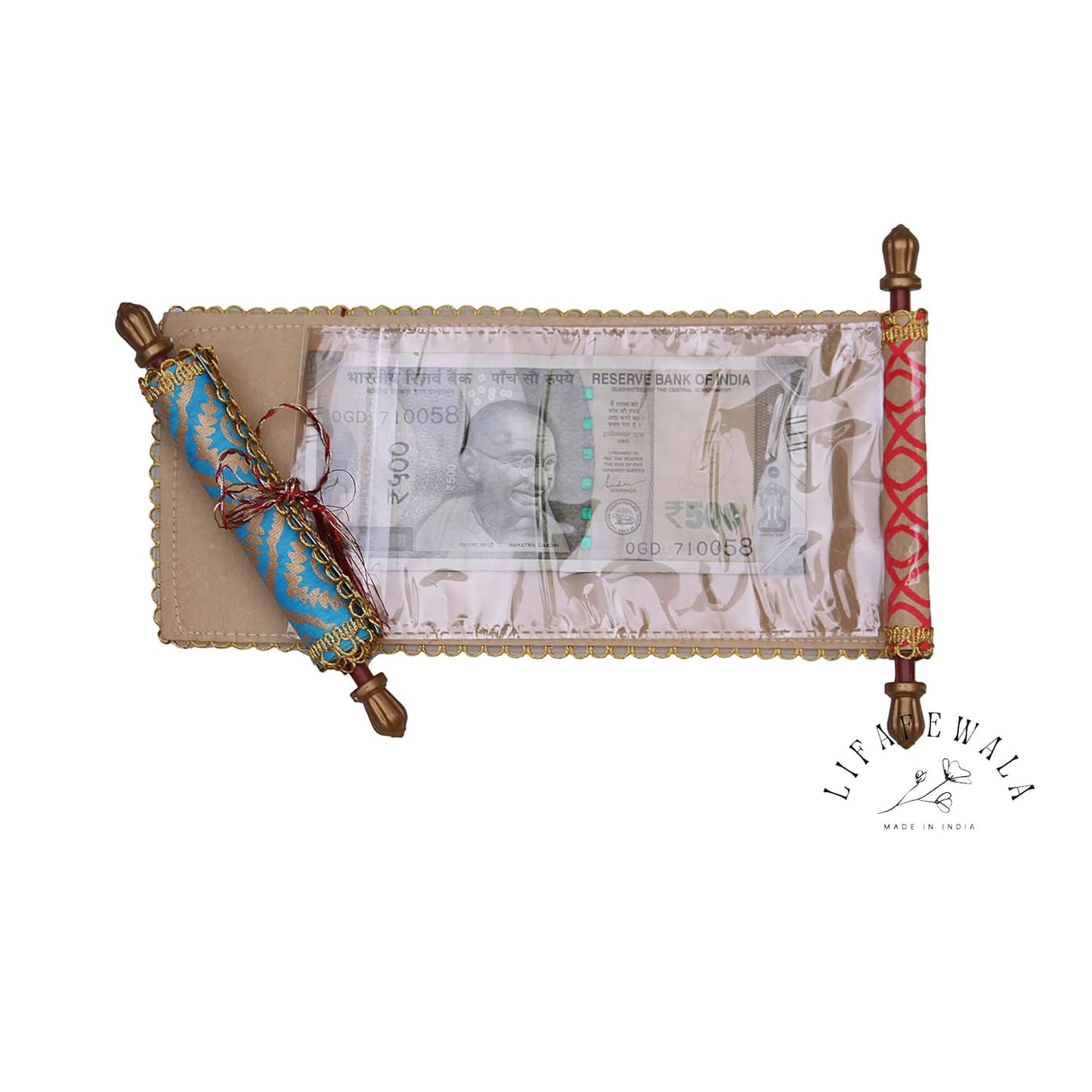 Lifafewala Premium and Exclusive Designer Ethnic Shahi Farmaan/Roll/Scroll Money Envelopes for Wedding, Birthday, Engagement and Various other Occasion and Festivities.| Pack of 10 | Color: Multicolor