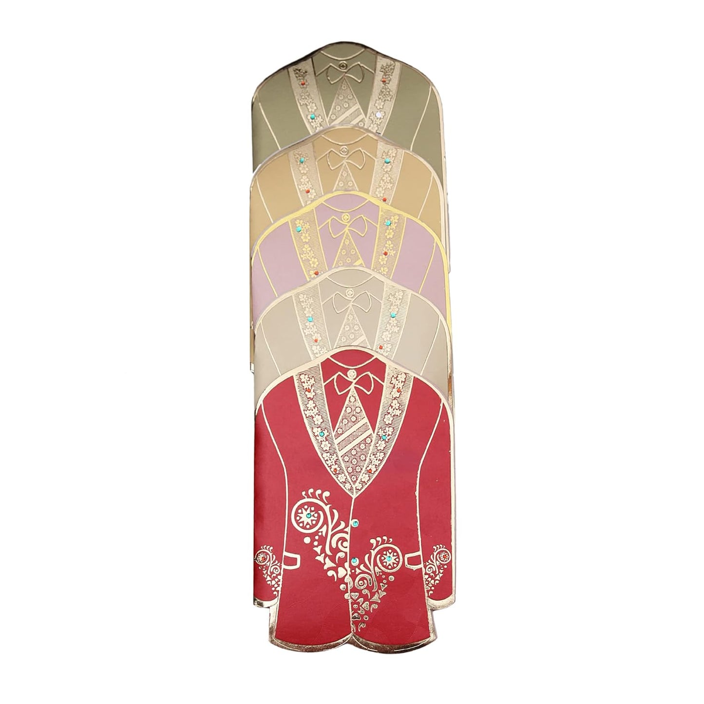 Lifafewala Unique and Exclusive Designer Ethnic Coat/Suit shaped Money And Shagun Envelopes for Weddings, Birthdays and Various other Occasions. Pack of 10| Color: Multicolor (As per availability)