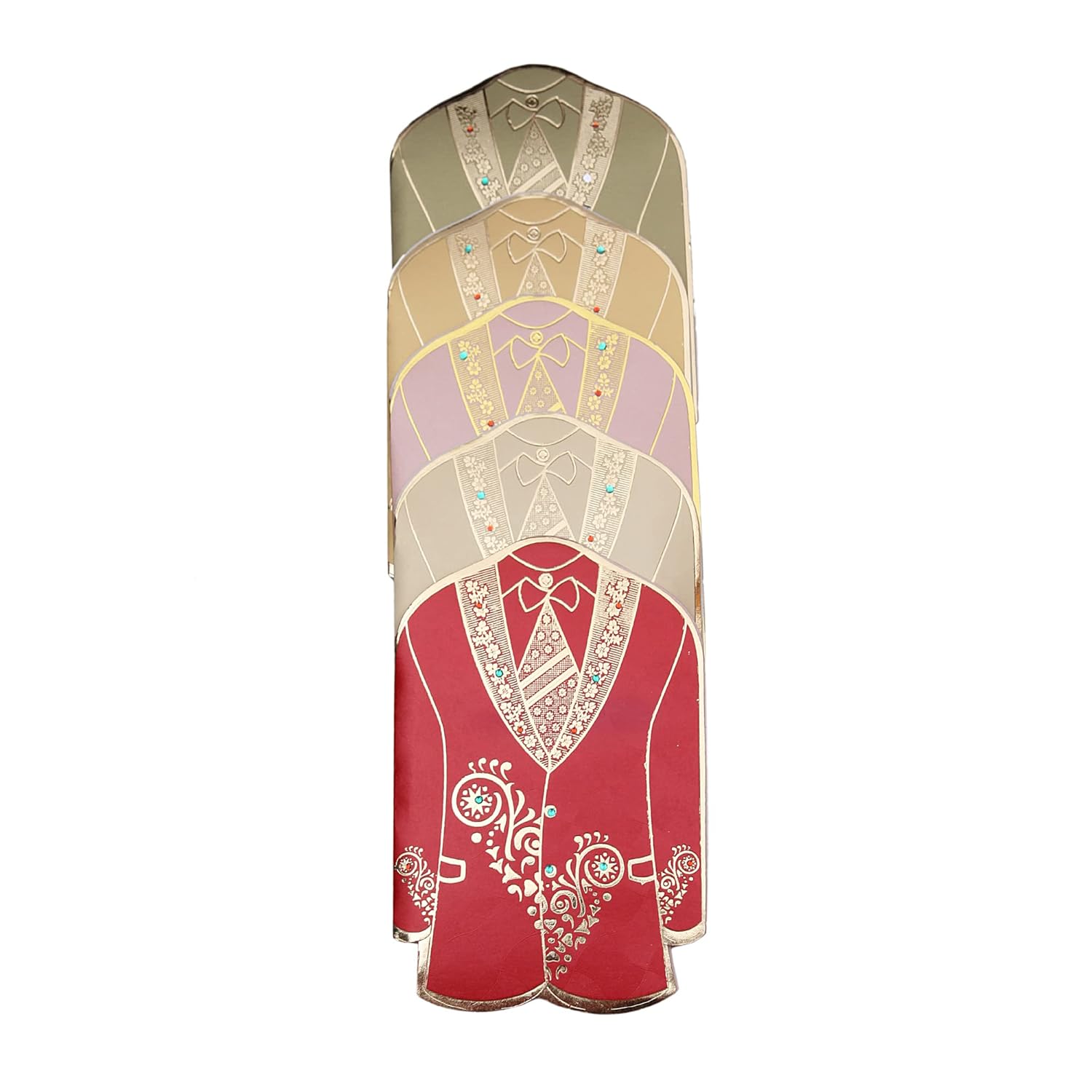 Lifafewala Unique and Exclusive Designer Ethnic Coat/Suit shaped Money And Shagun Envelopes for Weddings, Birthdays and Various other Occasions. Pack of 10| Color: Multicolor (As per availability)
