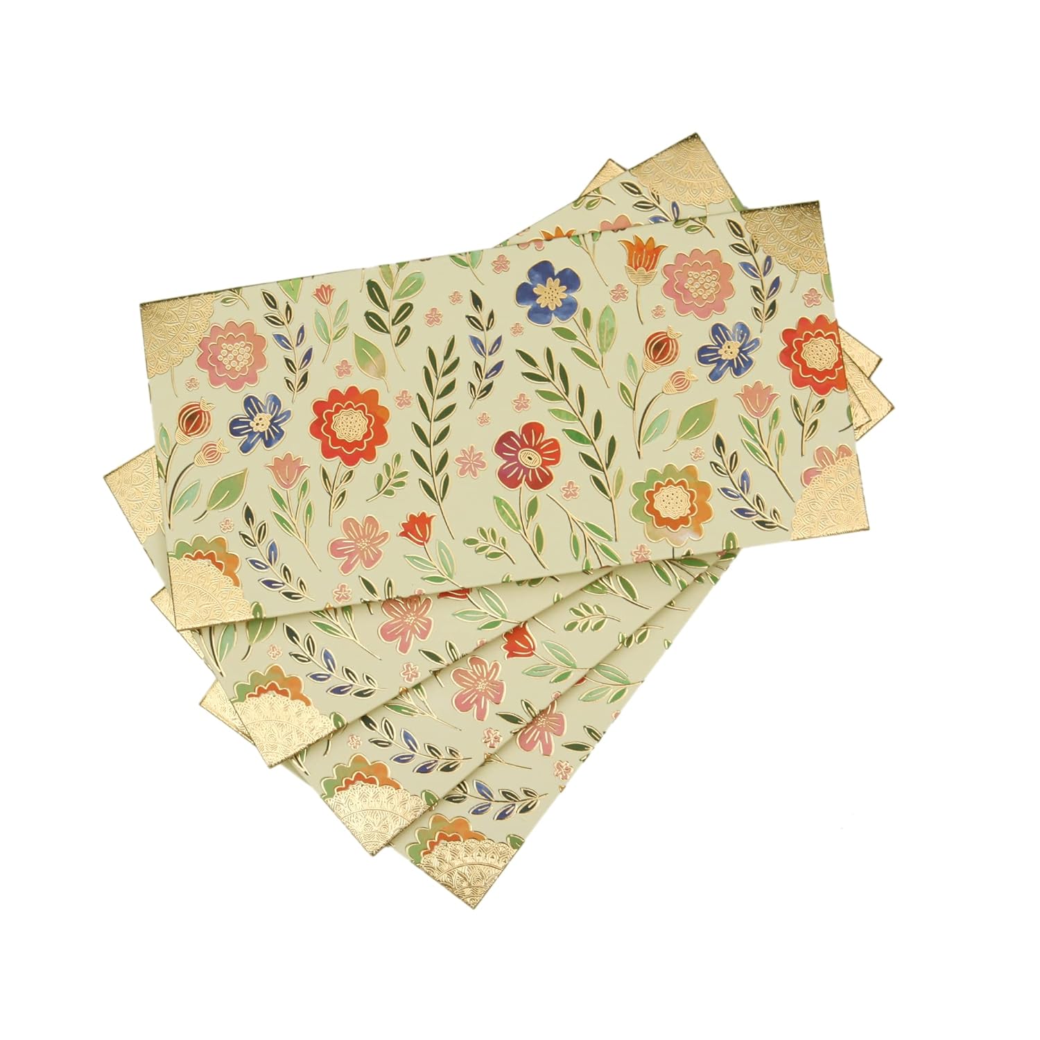 LIFAFEWALA Premium Digital Floral Print Shagun Envelopes with Golden Foil |Color Light Yellow| Pack of 10 (WM-505)