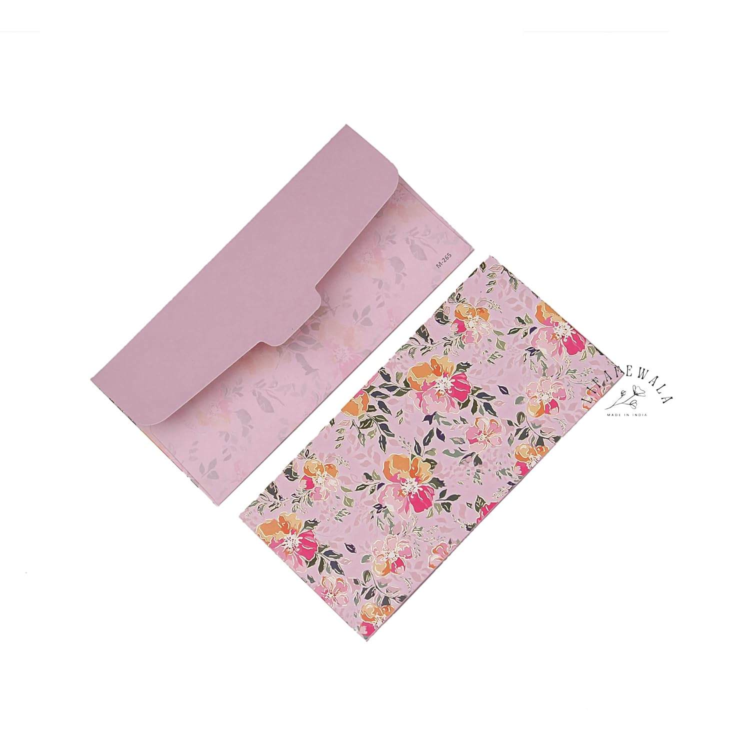 LIFAFEWALA Digital Print Small Flower Design Shagun Envelope in Matt Finish| Pack of 10 |(Size:18 X 9 CM) Color :Pink