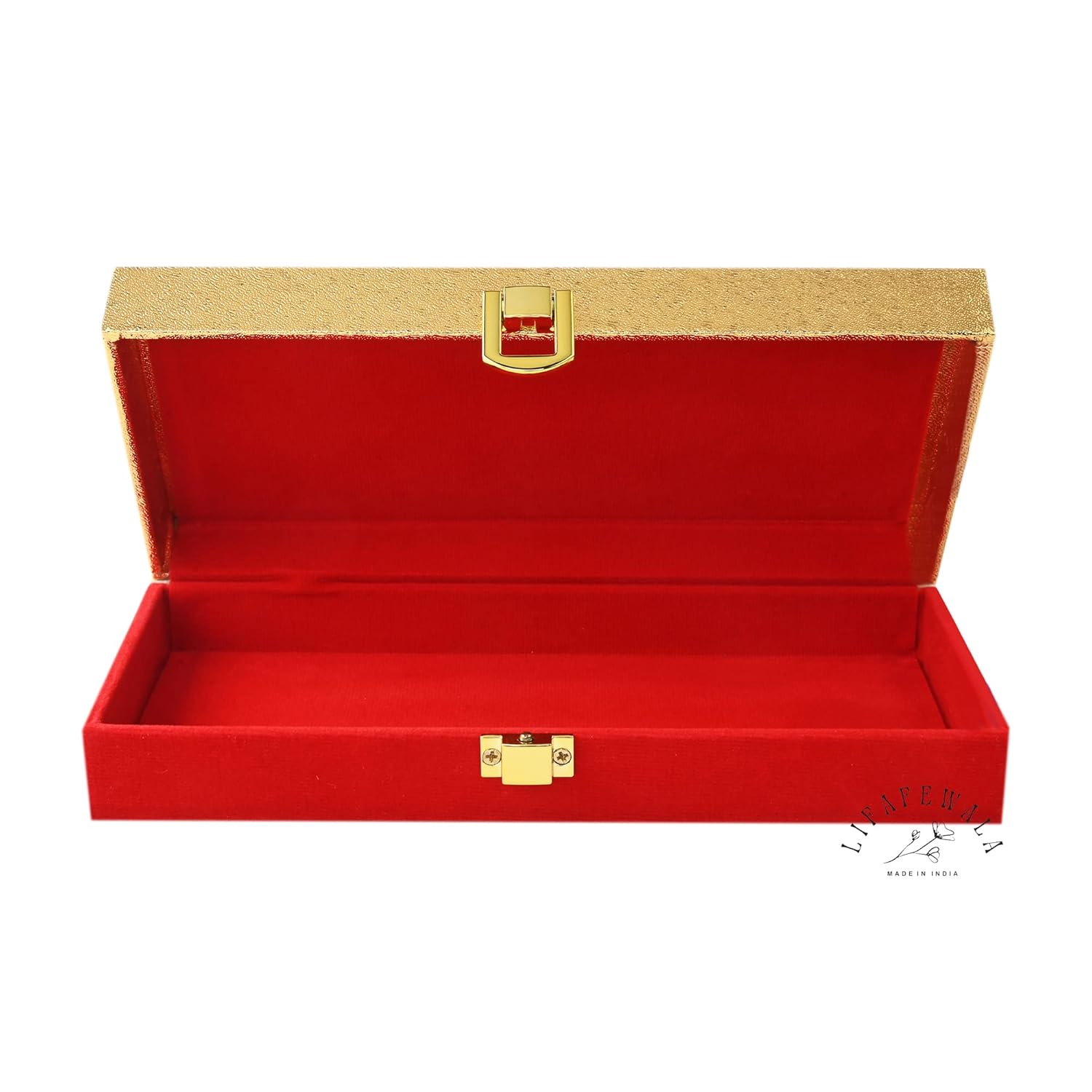 LIFAFEWALA Designer Rectangular Shaped Best Wishes Cash Box, Shagun Box, Gift Box, Gaddi Box, Jewellery Box, Shagun Envelope In Floral Design (Golden, Pack of 1)