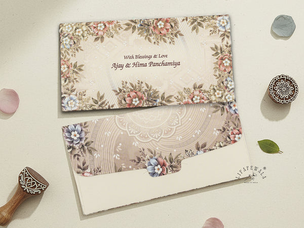 Flower Printed Matte Shagun Envelopes | LIFAFEWALA (Matte Finish, Pack of 20–200)