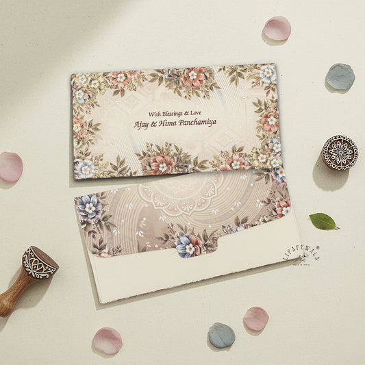 Flower Printed Shagun Envelopes | LIFAFEWALA (Pack of 20-200, Matte Finish Money Gift Covers for Weddings & Festivals)