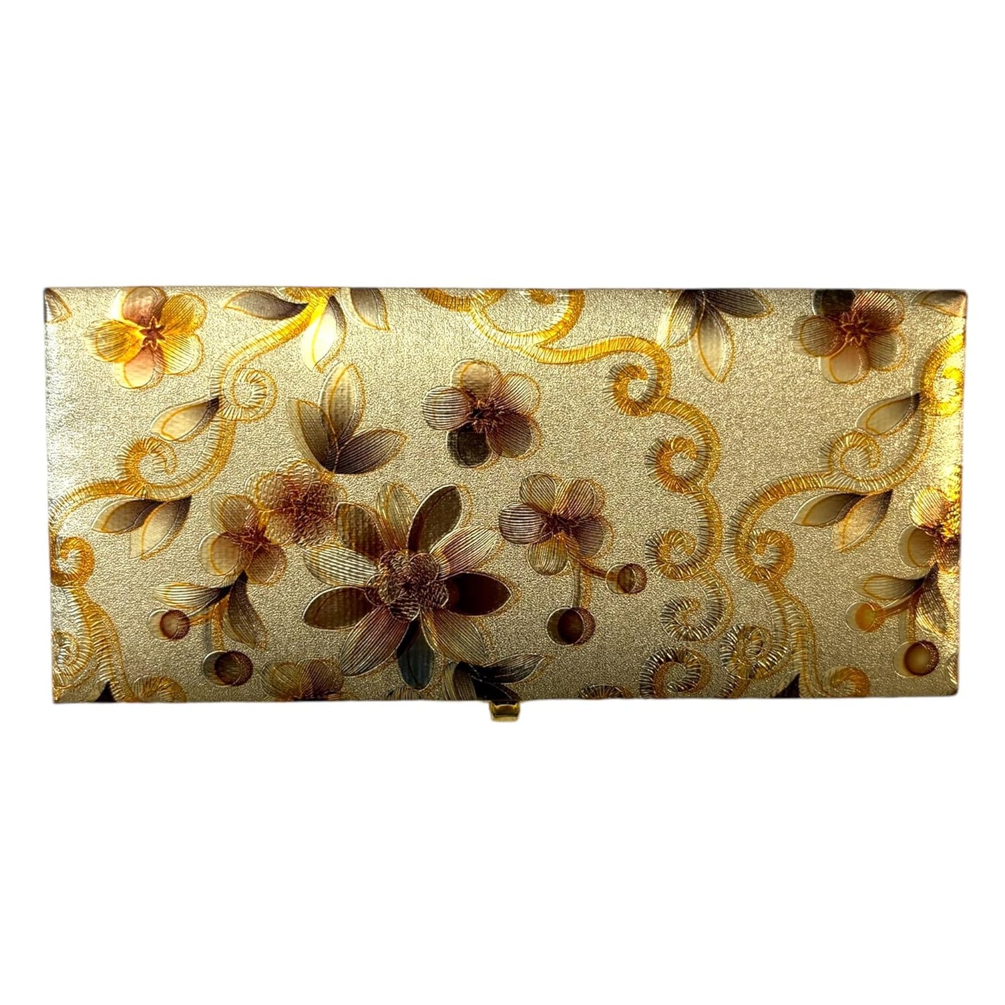 LIFAFEWALA Rectangular Shaped Floral Design Cash Box, Shagun Box, Gift Box, Gaddi Box, Jewellery Box, Shagun Envelope In Floral Design (Golden, Pack of 1)