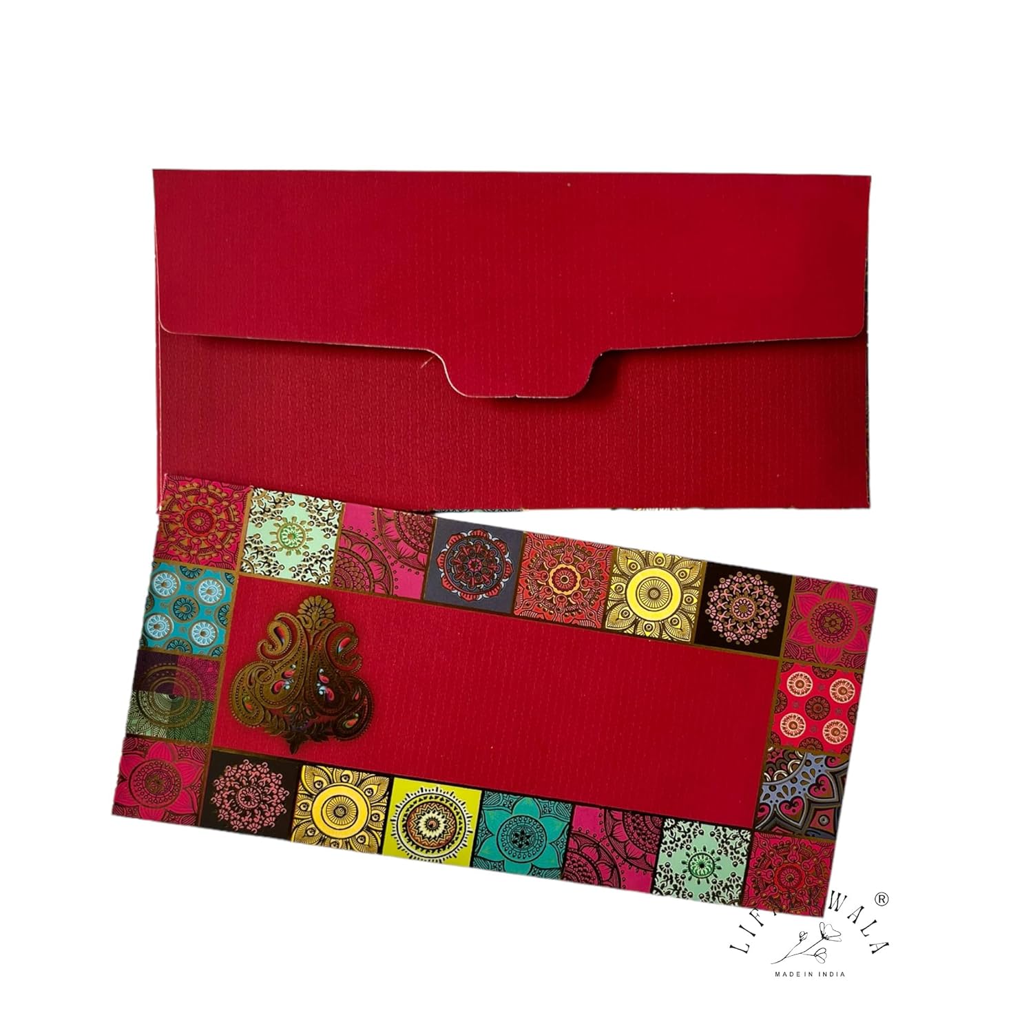 LIFAFEWALA Premium & Exclusive Designer Money and Shagun Envelopes for Wedding,Birthday,Gifting |Velvet Feel| |Pack of 10| (Red)