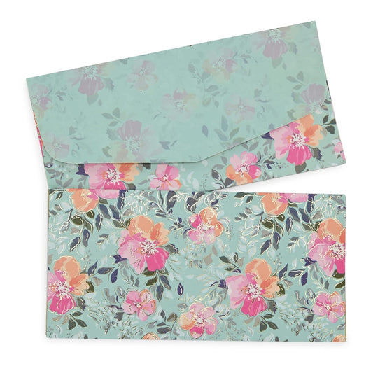 LIFAFEWALA Digital Print Small Flower Design Shagun Envelope in Matt Finish| Pack of 10 |(Size:18 X 9 CM) Color : Multicolor