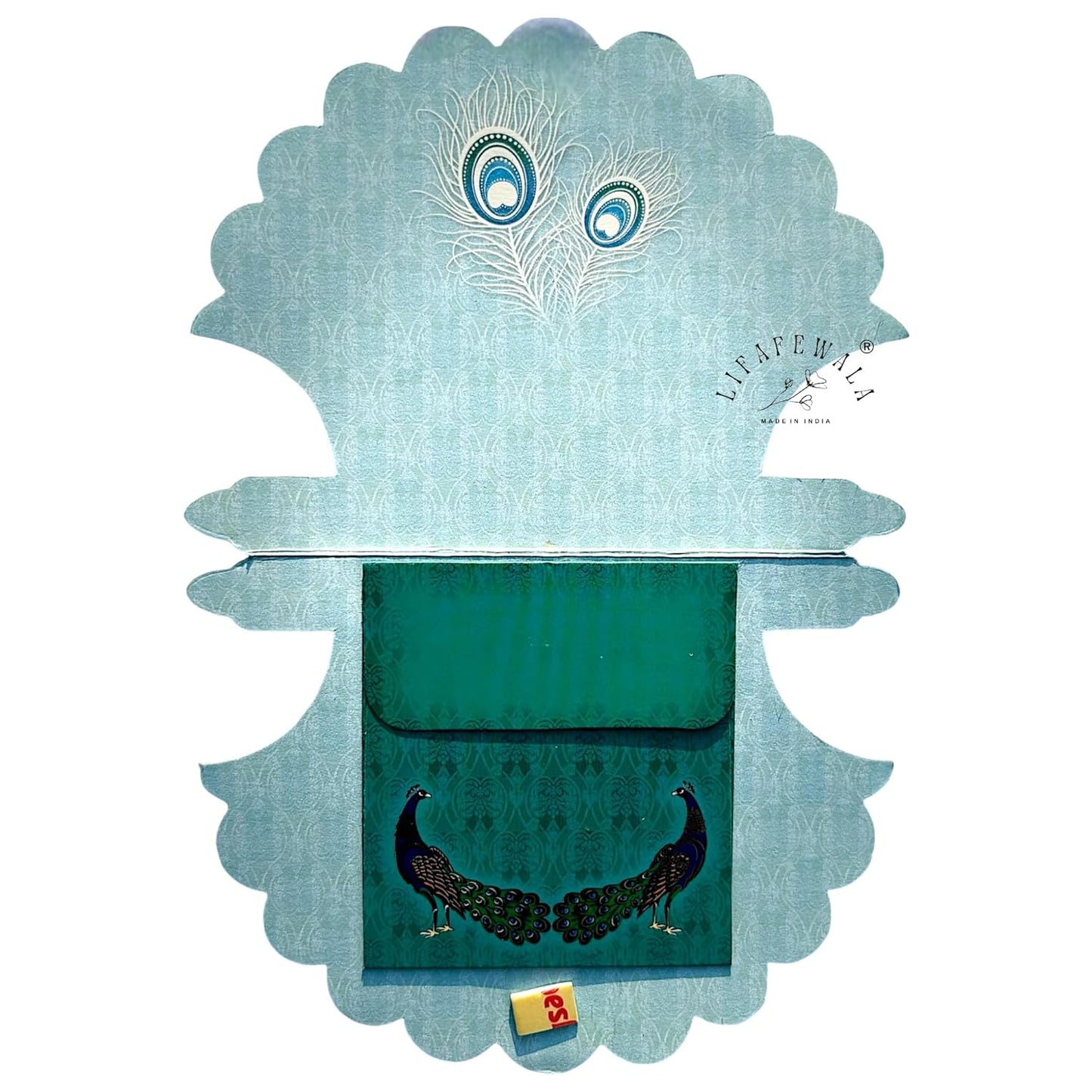 Lifafewala Unique and Exclusive Designer Fan Shaped Money And Shagun Envelopes for Weddings, Birthdays and Various other Occasions (Blue)