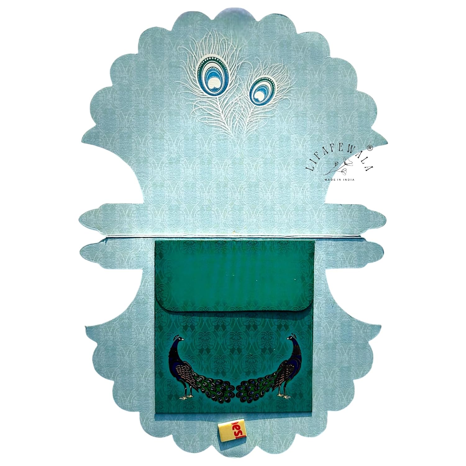 Lifafewala Unique and Exclusive Designer Fan Shaped Money And Shagun Envelopes for Weddings, Birthdays and Various other Occasions (Blue)