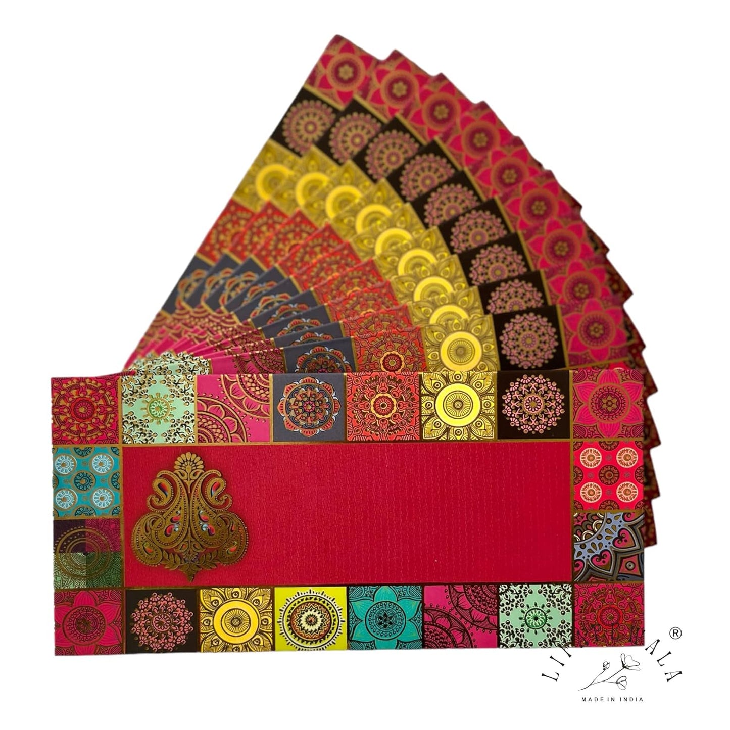 LIFAFEWALA Premium & Exclusive Designer Money and Shagun Envelopes for Wedding,Birthday,Gifting |Velvet Feel| |Pack of 10| (Red)