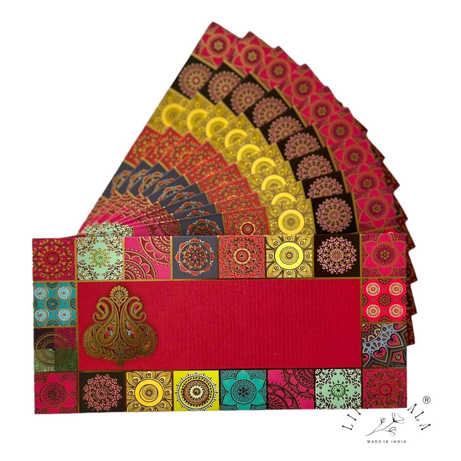 LIFAFEWALA Premium & Exclusive Designer Money and Shagun Envelopes for Wedding,Birthday,Gifting |Velvet Feel| |Pack of 10| (Red)