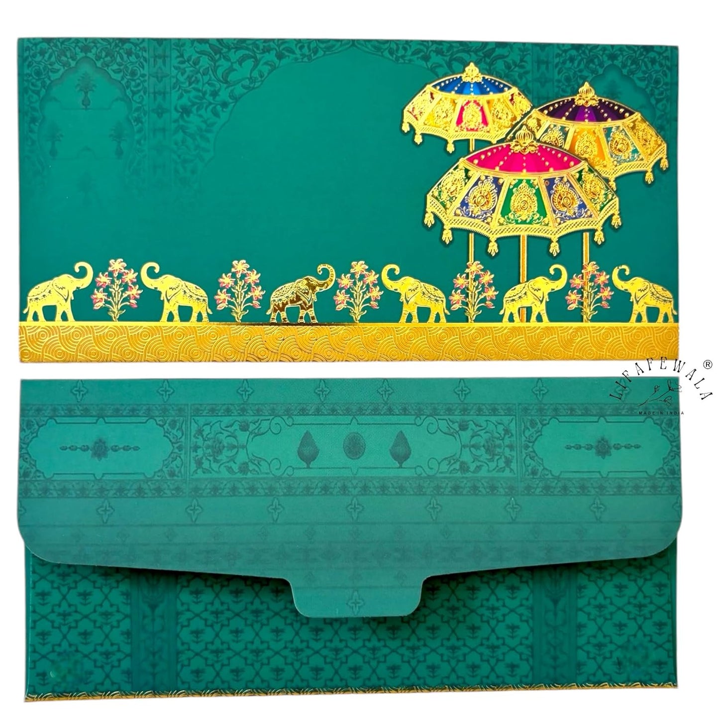 LIFAFEWALA Premium Umbrella Design Money and Shagun Envelopes for Wedding,Birthday,Gifting. (Multicolor) | Pack of 10 | Velvet | (Gold Foil)