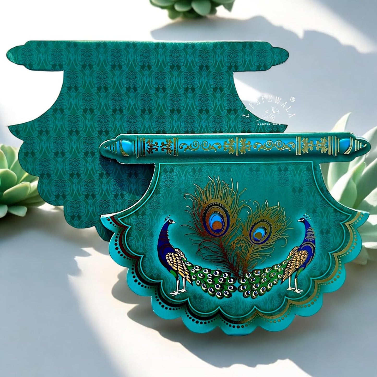 Lifafewala Unique and Exclusive Designer Fan Shaped Money And Shagun Envelopes for Weddings, Birthdays and Various other Occasions (Blue)