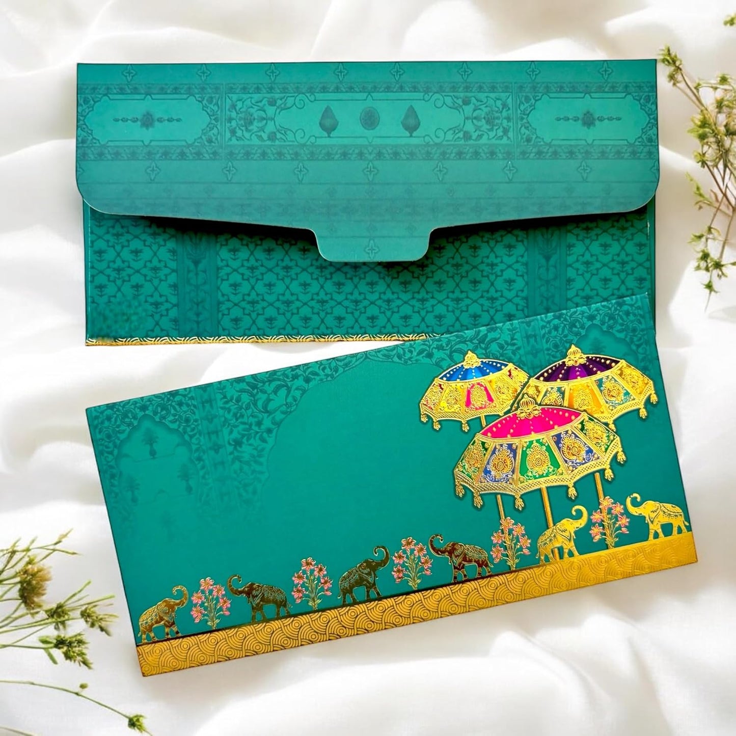 LIFAFEWALA Premium Umbrella Design Money and Shagun Envelopes for Wedding,Birthday,Gifting. (Multicolor) | Pack of 10 | Velvet | (Gold Foil)