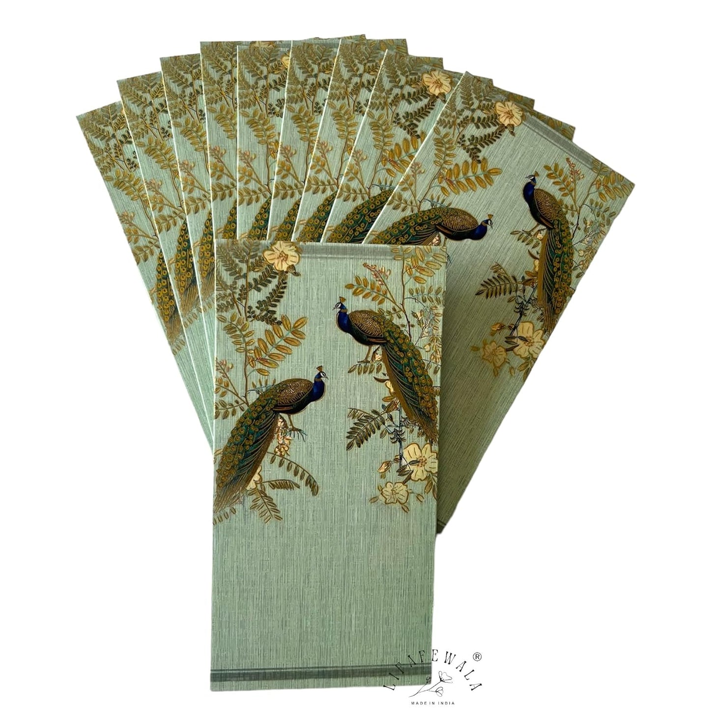 LIFAFEWALA Standing Premium & Exclusive Pair of Peacock Money and Shagun Envelopes for Wedding,Birthday,Gifting |Velvet Feel| |Pack of 10| (Multicolor)