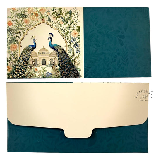 LIFAFEWALA Premium & Exclusive Double Peacock Design Money and Shagun Envelopes for Wedding,Birthday,Gifting |Matt Finish| |Pack of 10| (Gold Foil)