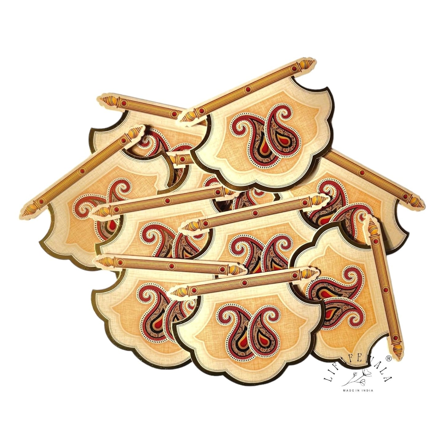 Lifafewala Unique and Exclusive Designer Fan Shaped Money And Shagun Envelopes for Weddings, Birthdays and Various other Occasions (Cream)