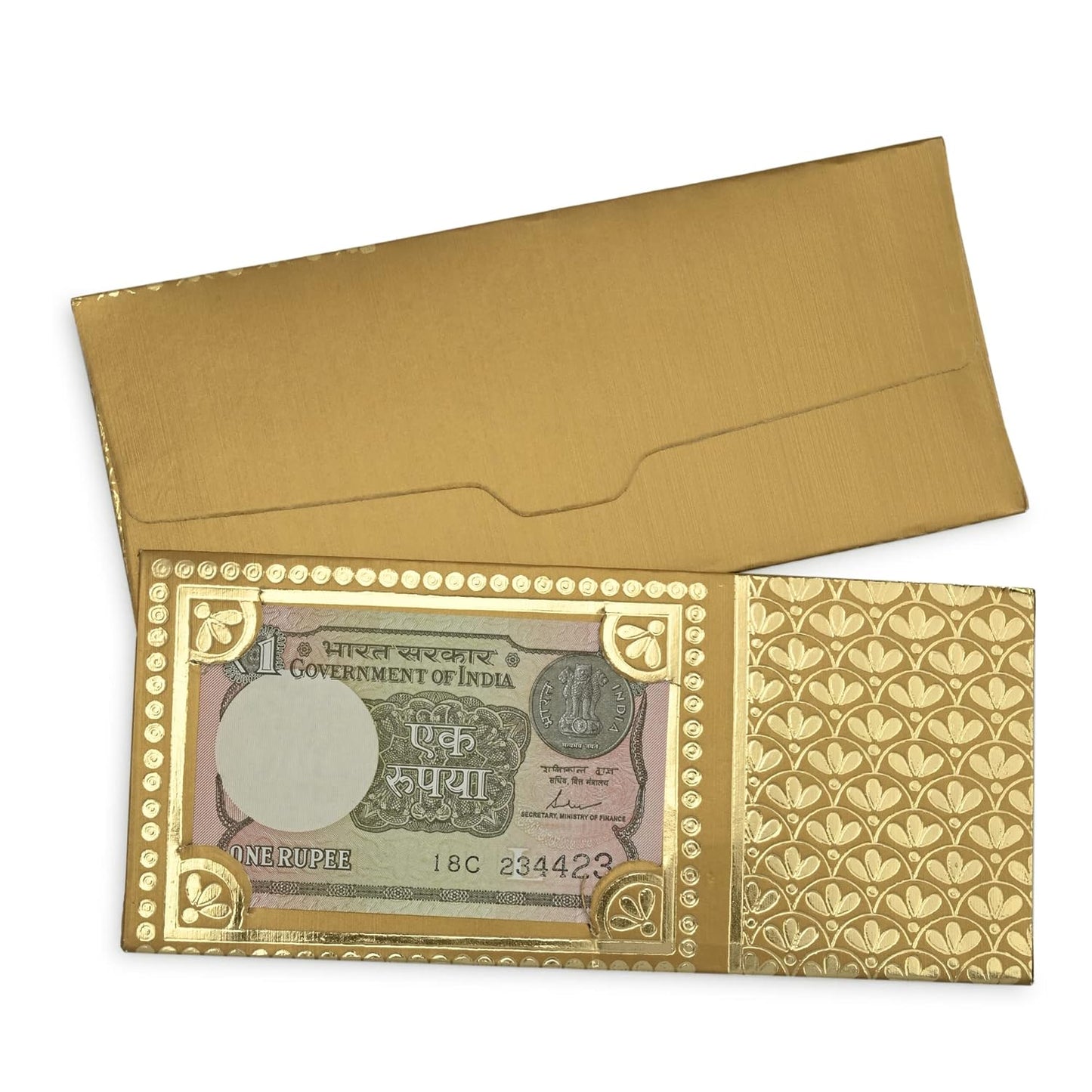 LIFAFEWALA Shagun Envelope with One Rupees Note, Designers/Money/Gift Envelope/Lifafa for Festival, Marriage, Anniversary & Many Occassions (Pack of 10) (Size :19 X 9 CM) (Golden)