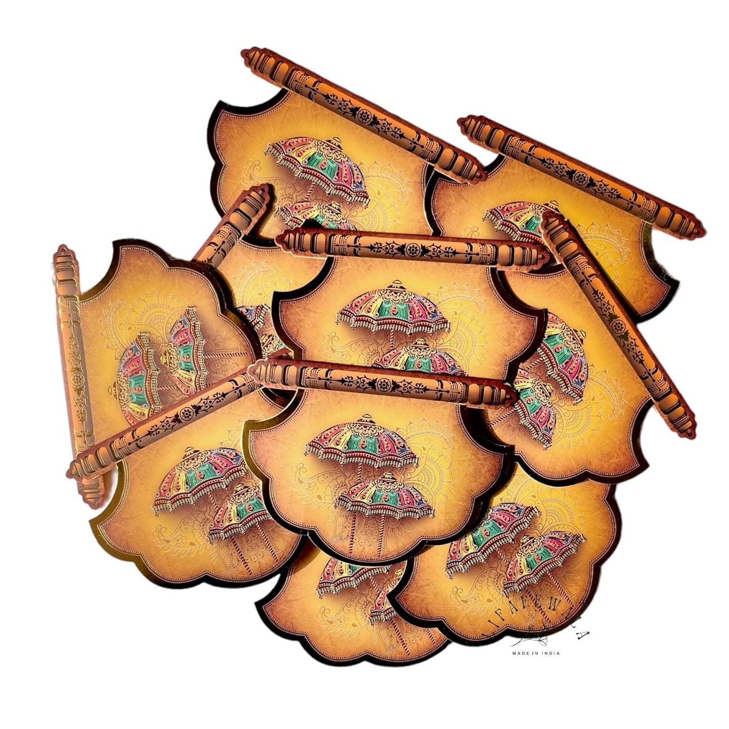 Lifafewala Unique and Exclusive Designer Fan Shaped Money And Shagun Envelopes for Weddings, Birthdays and Various other Occasions (Yellow)