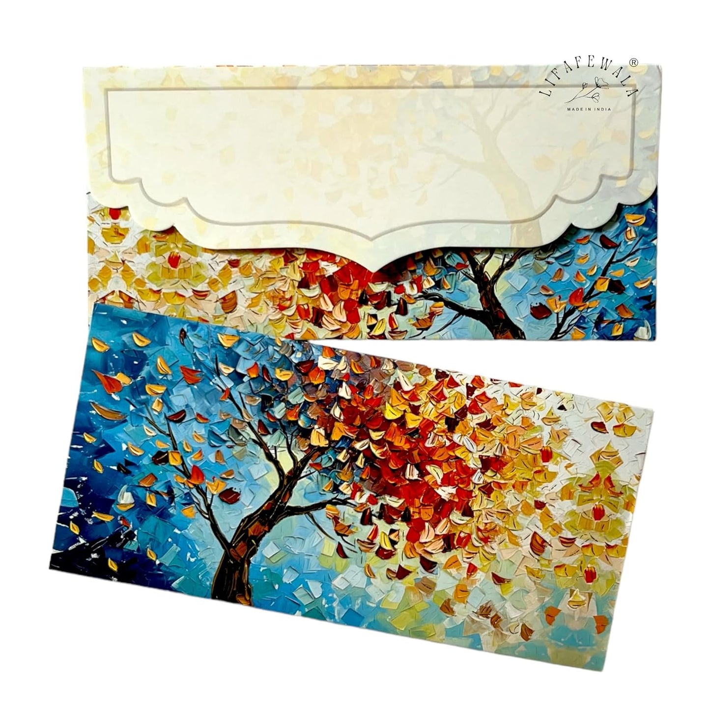 LIFAFEWALA Premium & Exclusive Magical Tree Design Money and Shagun Envelopes for Wedding,Birthday,Gifting |Velvet Feel| |Pack of 10| (Gold Foil) (multicolor)