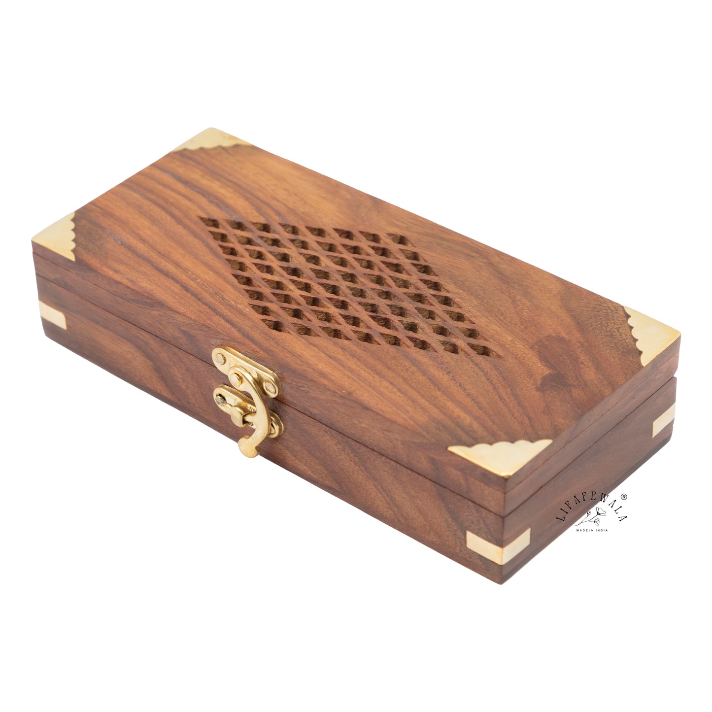 LIFAFEWALA Handmade Wooden Gaddi Box, Jewellery Box, Cash Box, Gift Box,Premium Money Box Envelope  Luxury Envelope Shagun Box With For Wedding, Rakhi & Other Festivities (Brown Color)