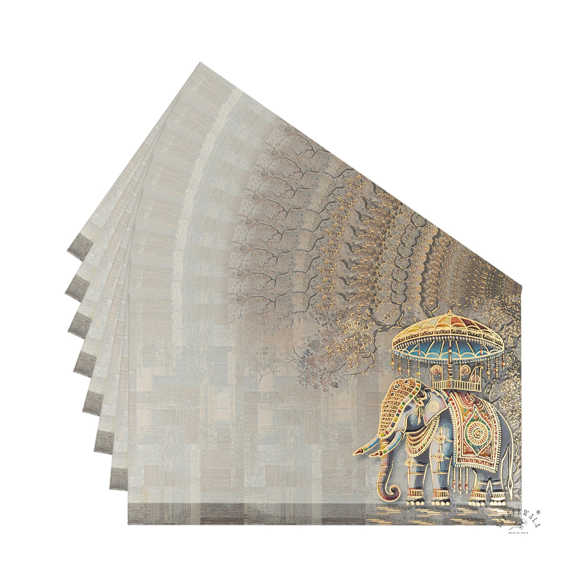 Grey Royal Elephant Chhatri Pocket Shagun Envelopes | LIFAFEWALA (Velvet+UV Gold Foil, Pocket Size 5.3 × 3.2 in, Pack of 20–200)