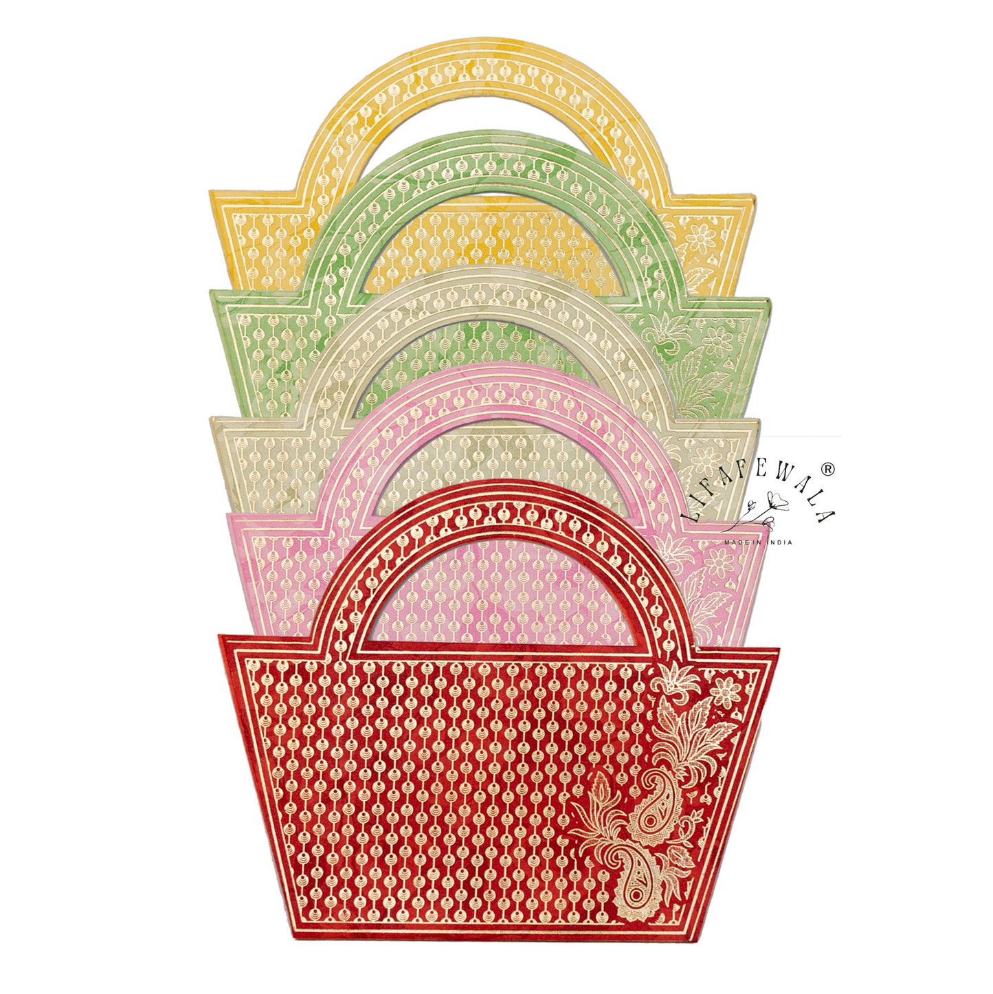 Colorful Handcrafted Basket Set with Matching Shagun Lifafas