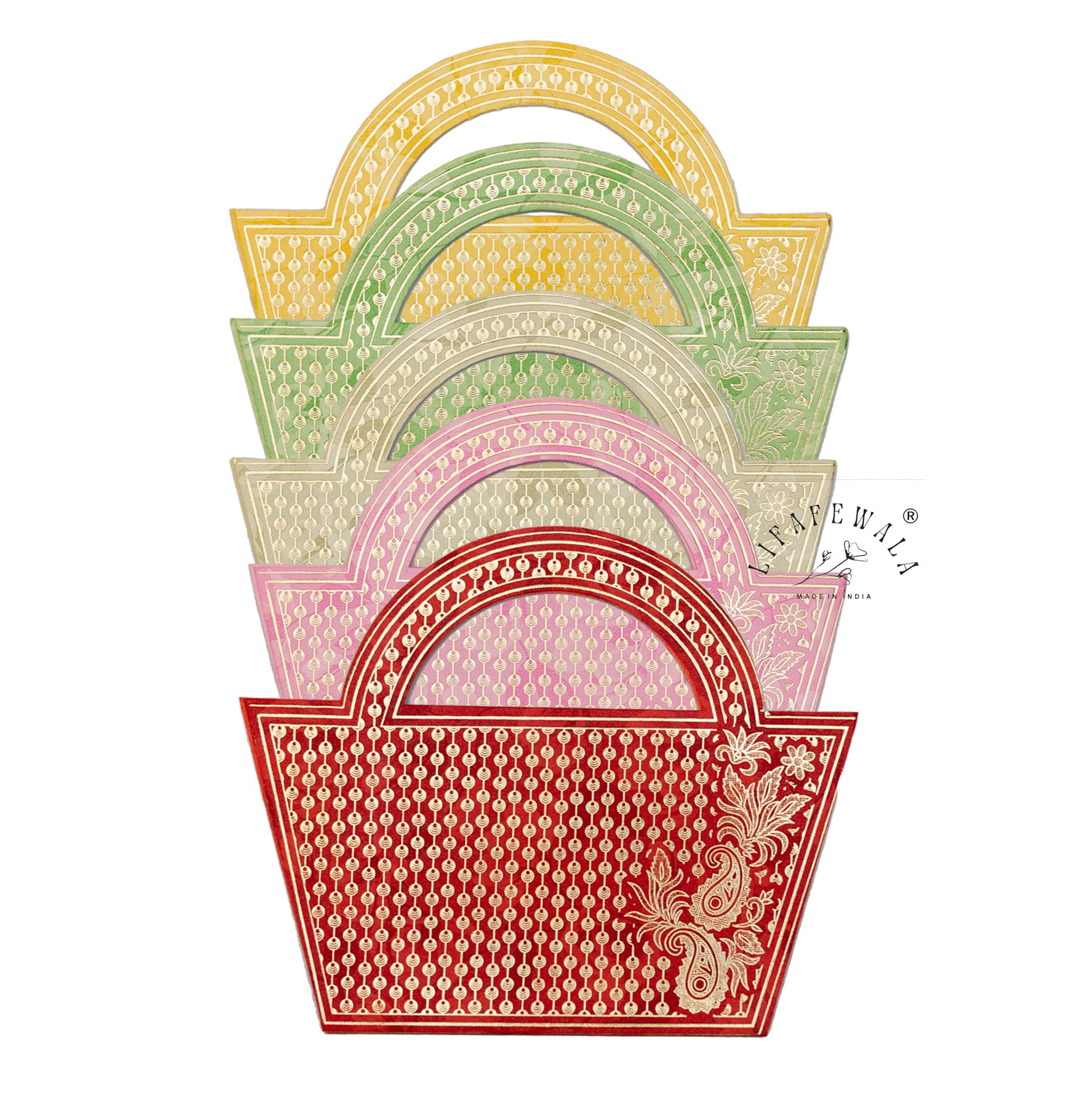 Colorful Handcrafted Basket Set with Matching Shagun Lifafas