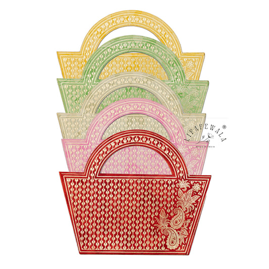 Colorful Handcrafted Basket Set with Matching Shagun Lifafas