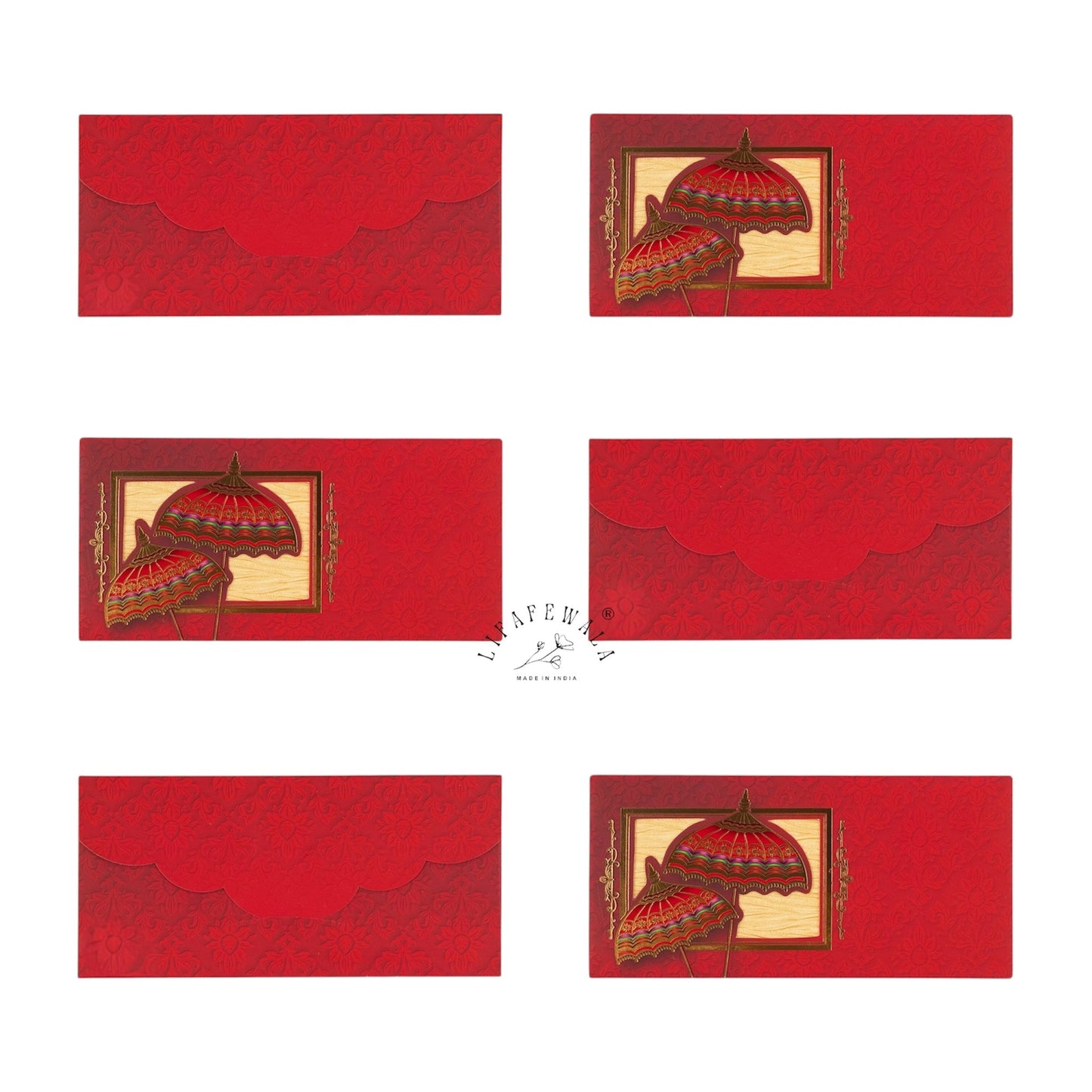 Elegant Red Gold Foil Shagun Lifafa by LIFAFEWALA