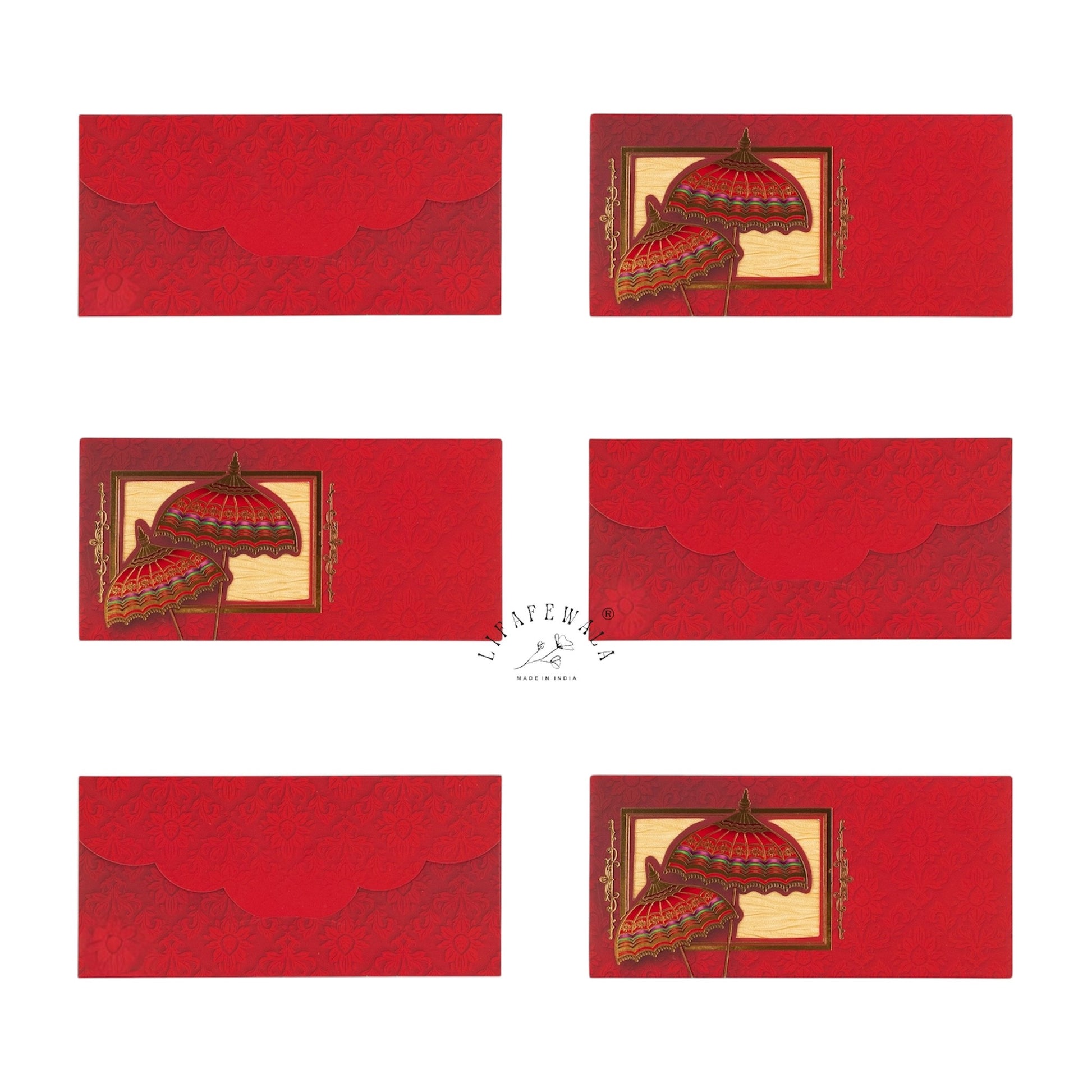 Elegant Red Gold Foil Shagun Lifafa by LIFAFEWALA