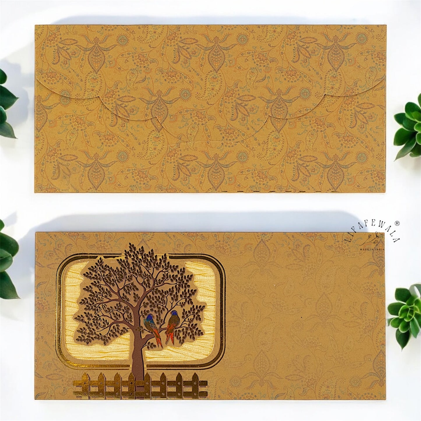Elegant Tree of Life Gifting Envelope with Satin Window