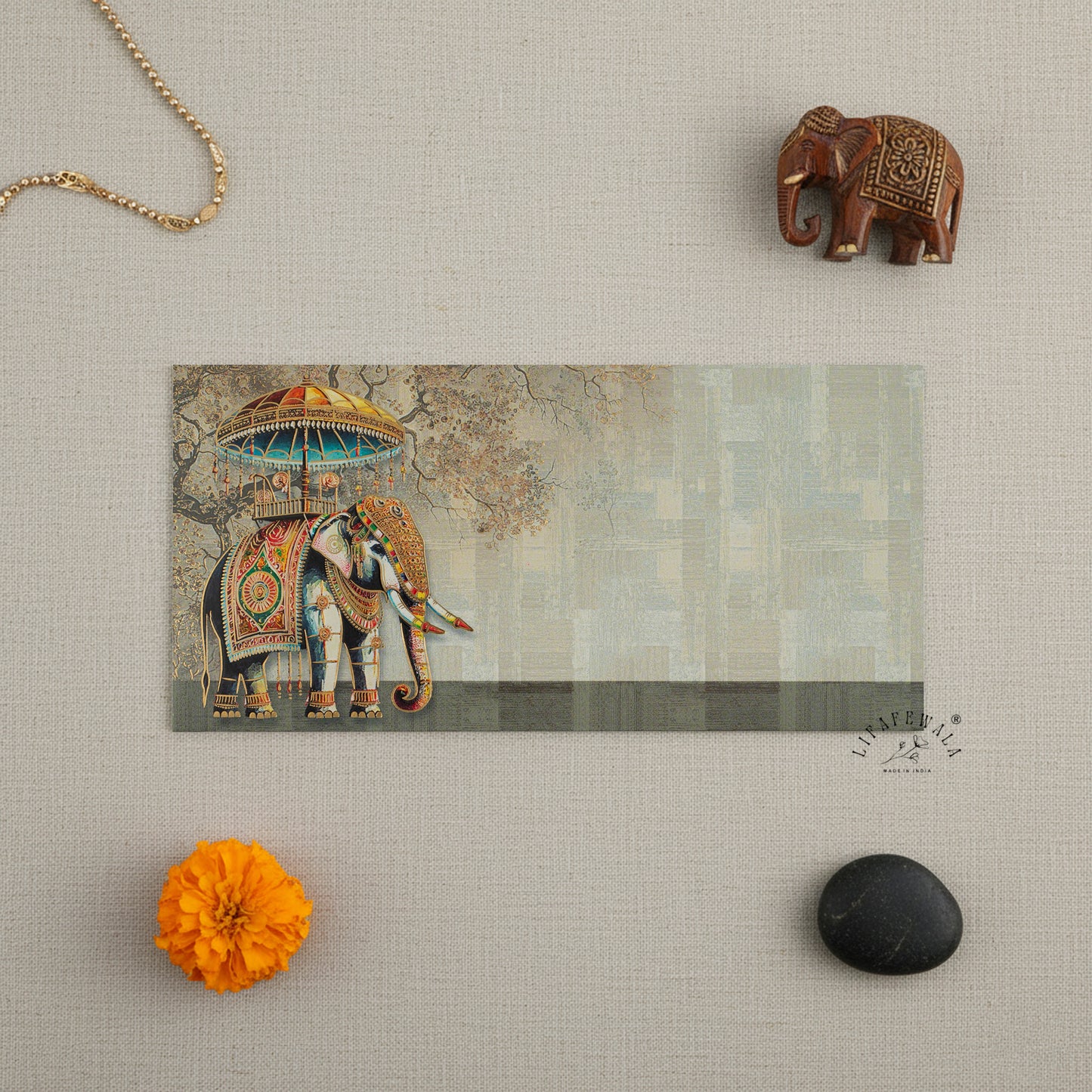 Elephant Design Gold Foil Shagun Envelopes by LIFAFEWALA