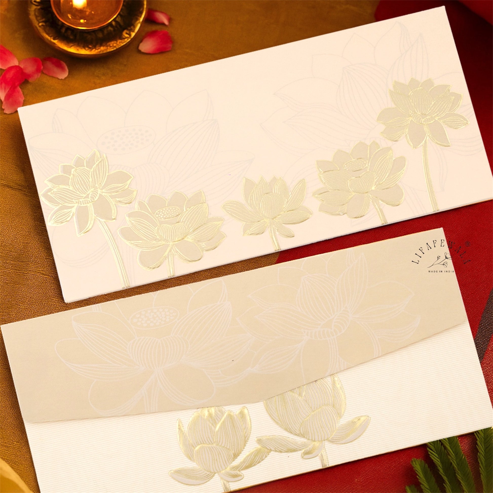 LIFAFEWALA Floral Pastel Pink Money Envelope for Weddings