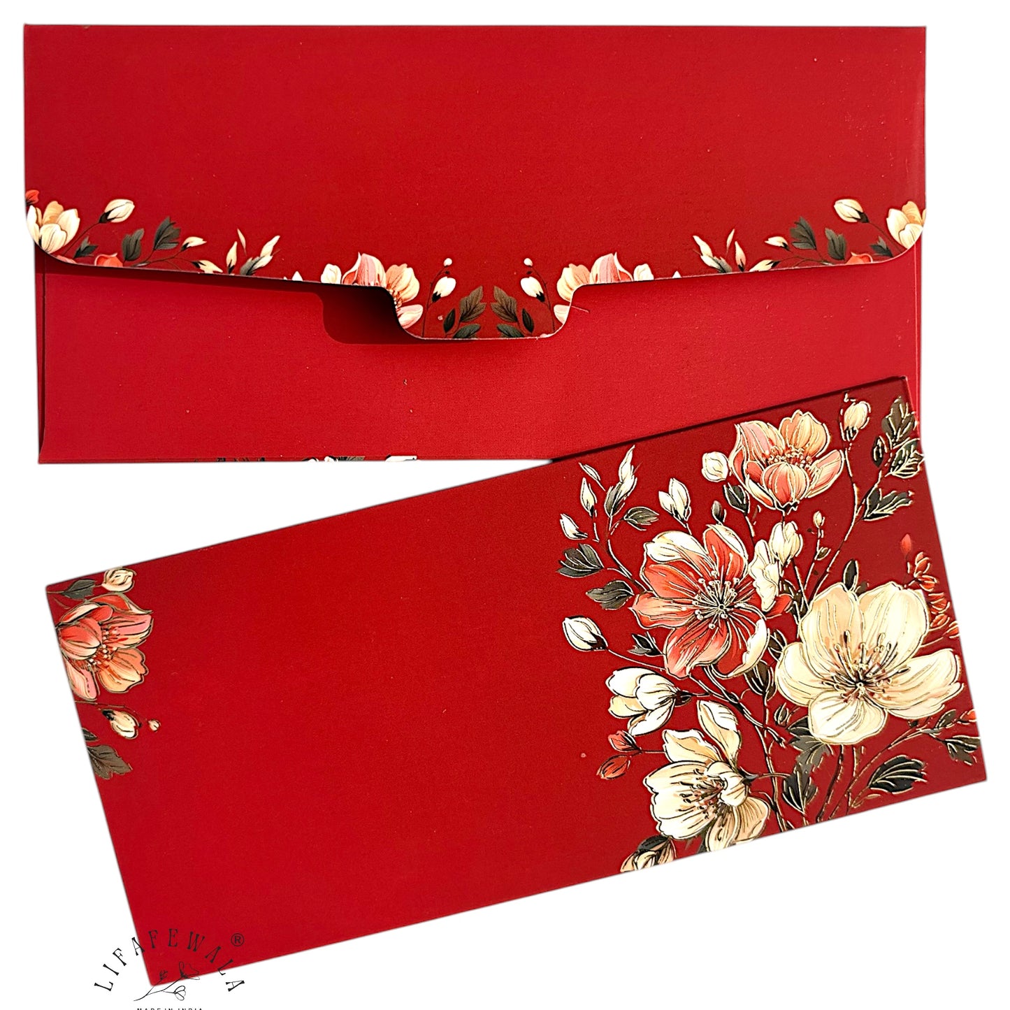 Handcrafted Floral Gold Foil Shagun Envelope Pack by LIFAFEWALA