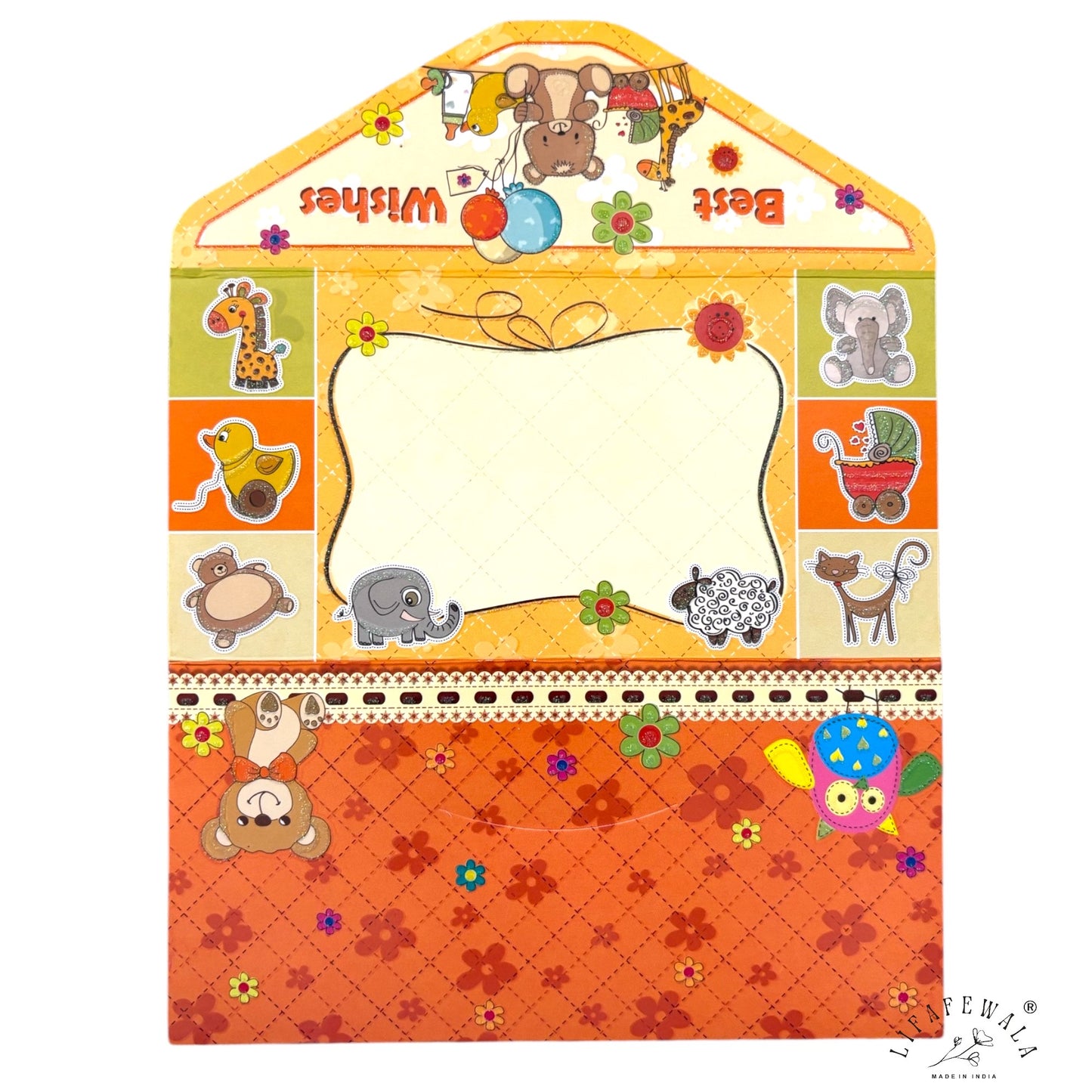 Handmade 3-Fold Baby Shower Gift Envelope by LIFAFEWALA