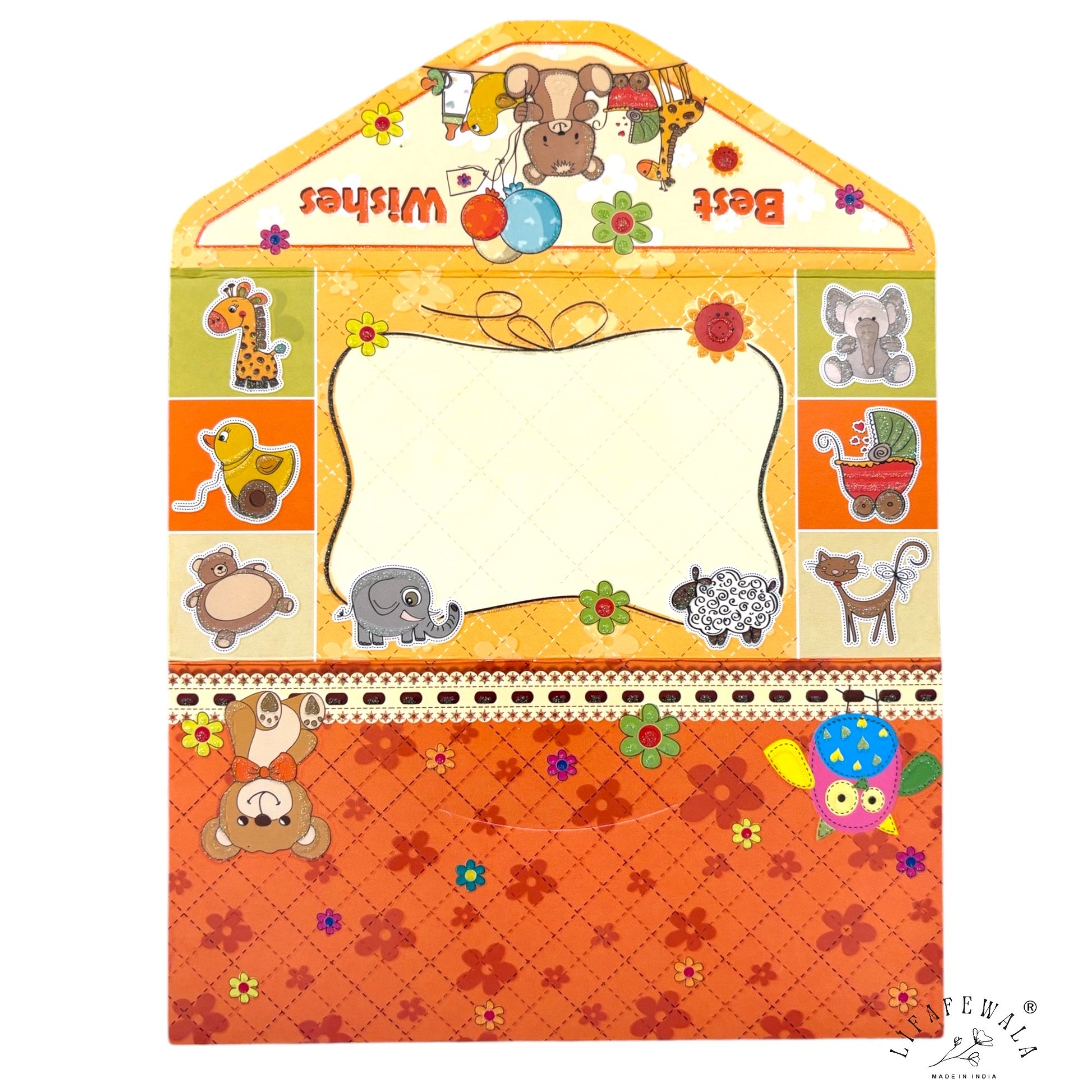 Handmade 3-Fold Baby Shower Gift Envelope by LIFAFEWALA