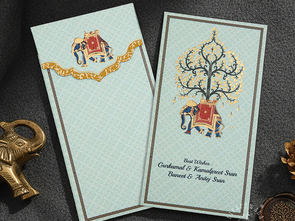 Royal Elephant Velvet Shagun Envelopes | LIFAFEWALA (Velvet+UV, Pack of 20–200)