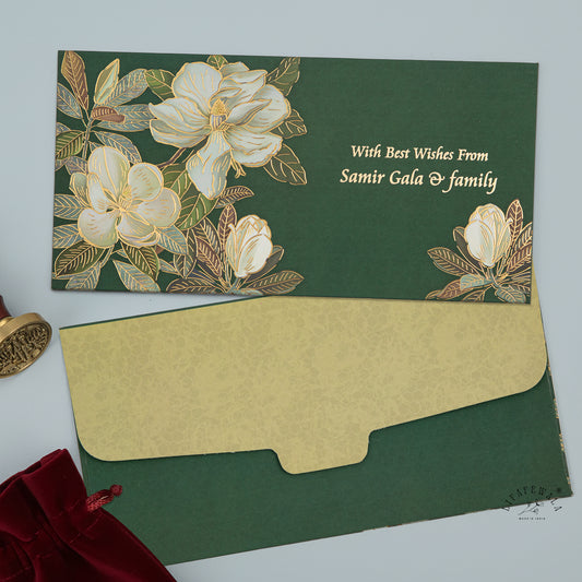 Dark Green Velvet Shagun Envelopes – Wedding & Gift Money Envelope | LIFAFEWALA