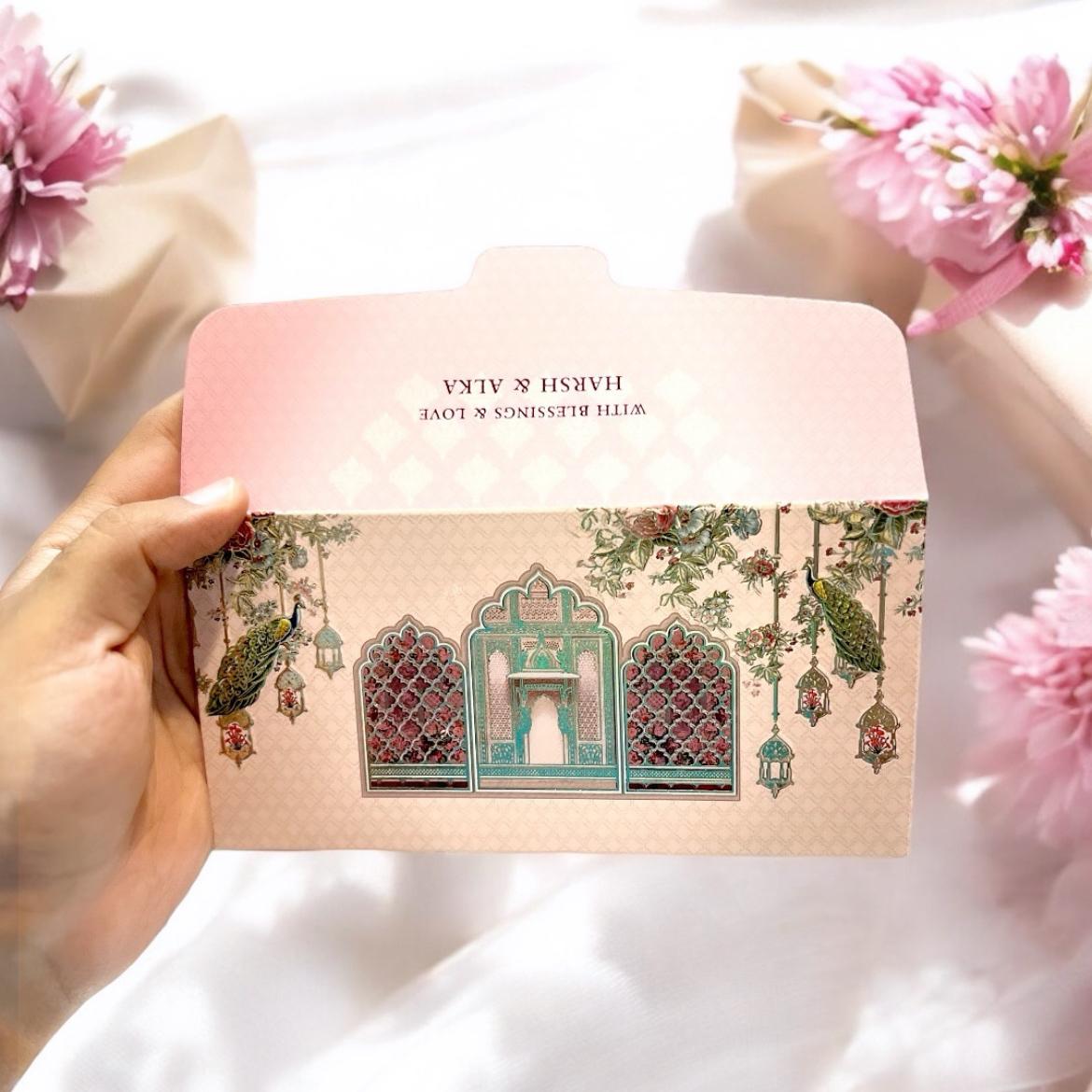 Designer Peacock Money Envelopes | Matte Finish | Pack of 20, 50, 100, 200 – Lifafewala