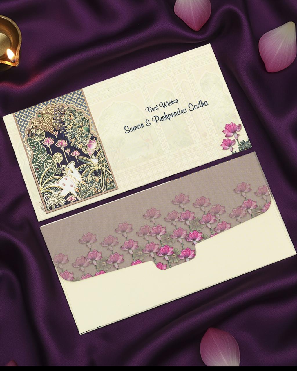 Pichwai Art Cow Design Shagun Envelopes | LIFAFEWALA (Velvet Feel, Gold Foil, Pack of 20–200)