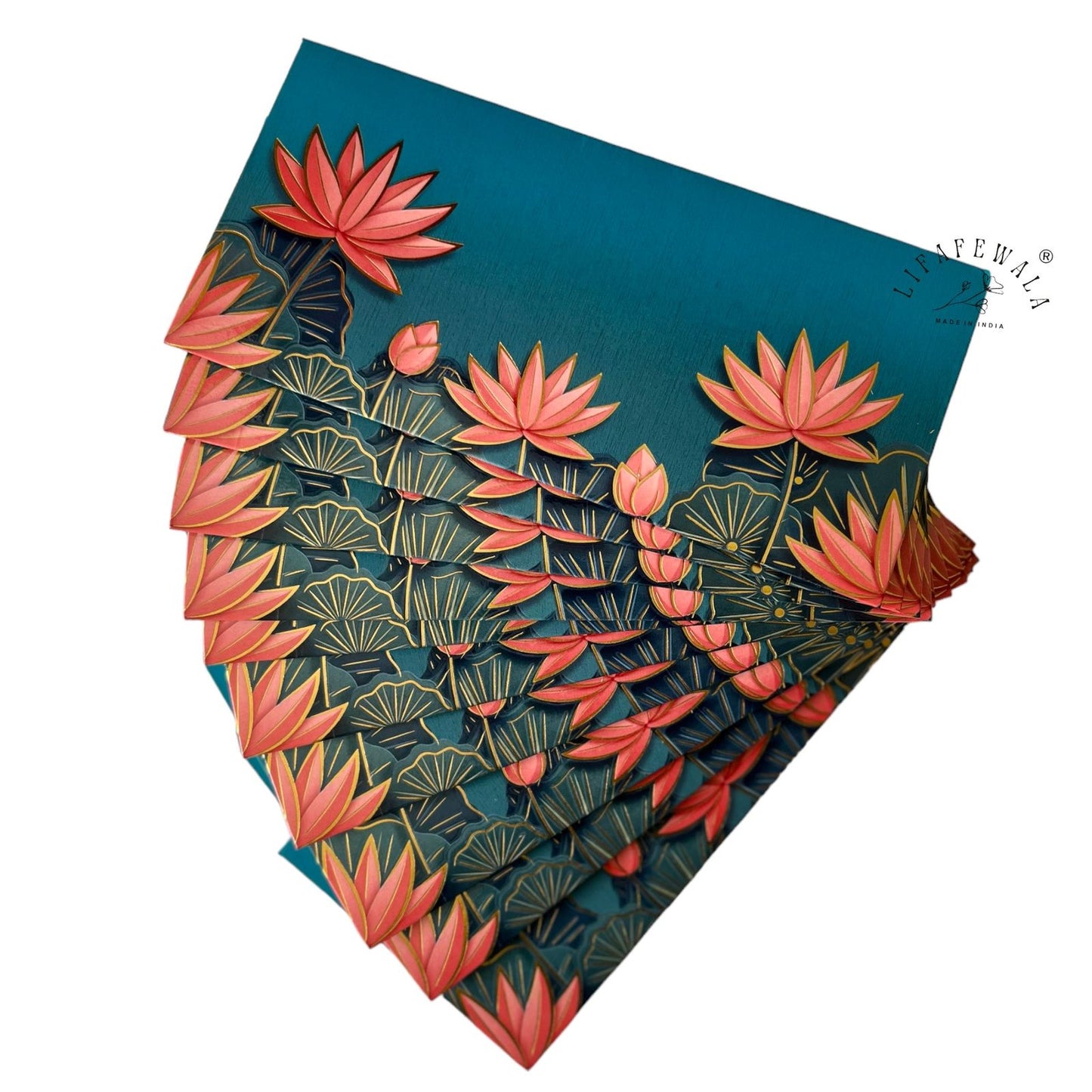 LIFAFEWALA Beautiful floral Design Gift Envelopes in Gold Foil for Gifting Money on Weddings, Birthdays, Celebrations, Etc (Velvet Feel) (Pack of 20-200)